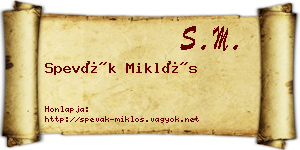 Spevák Miklós névjegykártya